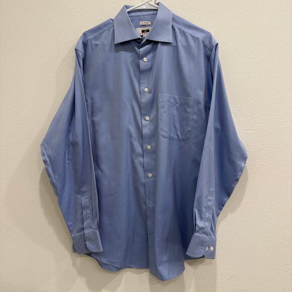 Joseph Abboud No Wrinkles Men’s Dress Shirt Large 16-35 Blue Egyptian Cotton - Picture 1 of 5